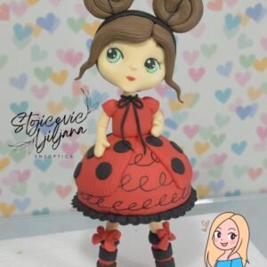 Figurica za tortu, devojcica Bubamara na zicanoj konstrukciji
